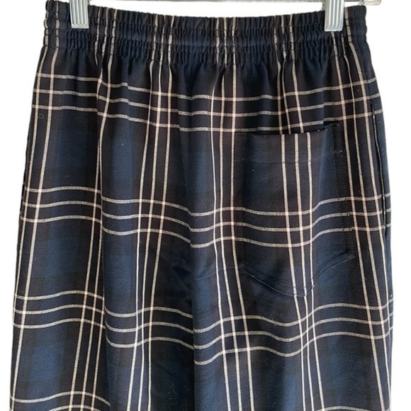 Wilfred Aritzia Soleste High-Waisted Drawstring Pant Women’s Size XS Plaid Navy - Picture 6 of 7